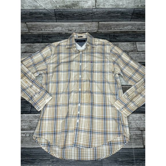 Tommy Hilfiger Tan Plaid Long Sleeve Button Down - Picture 1 of 6